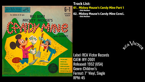 Dick Huemer – Walt Disney's Mickey Mouse's Candy Mine (Full Record) – 1952 – CAT.# WY 2001
