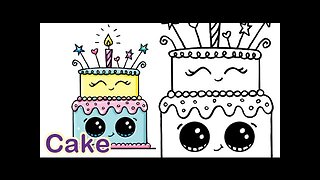 How to Draw a Cartoon Birthday Celebration Cake Cute and Easy