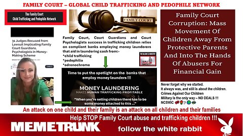 FAMILY COURT, PEDOPHILIA, GLOBAL CHILD TRAFFICKING and MONEY LAUNDERING BANKS