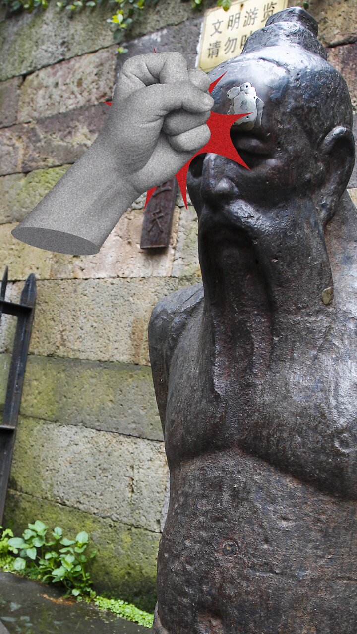 Estatuas de traidores reciben golpes e insultos en China