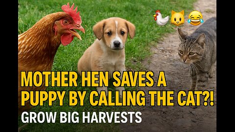 Mother Hen Saves a Puppy by Calling the Cat?! Unexpected Animal Rescue Comedy 🐔🐶😂