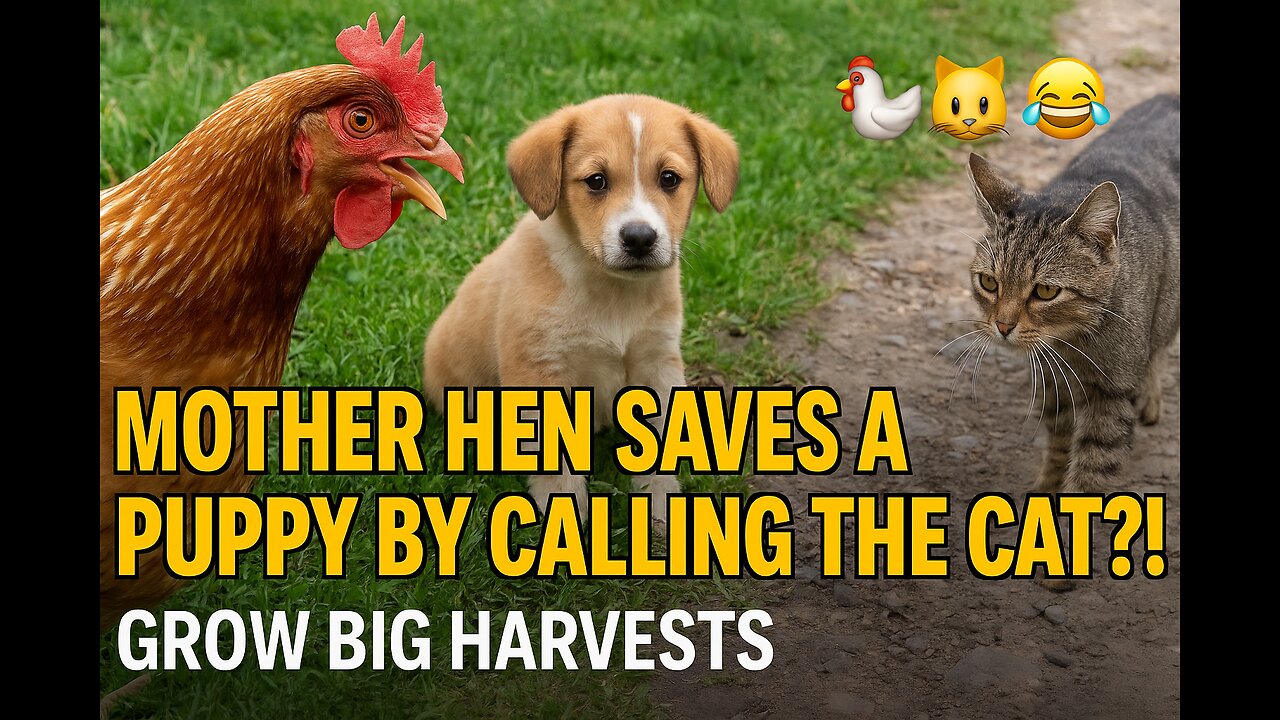 Mother Hen Saves a Puppy by Calling the Cat?! Unexpected Animal Rescue Comedy 🐔🐶😂