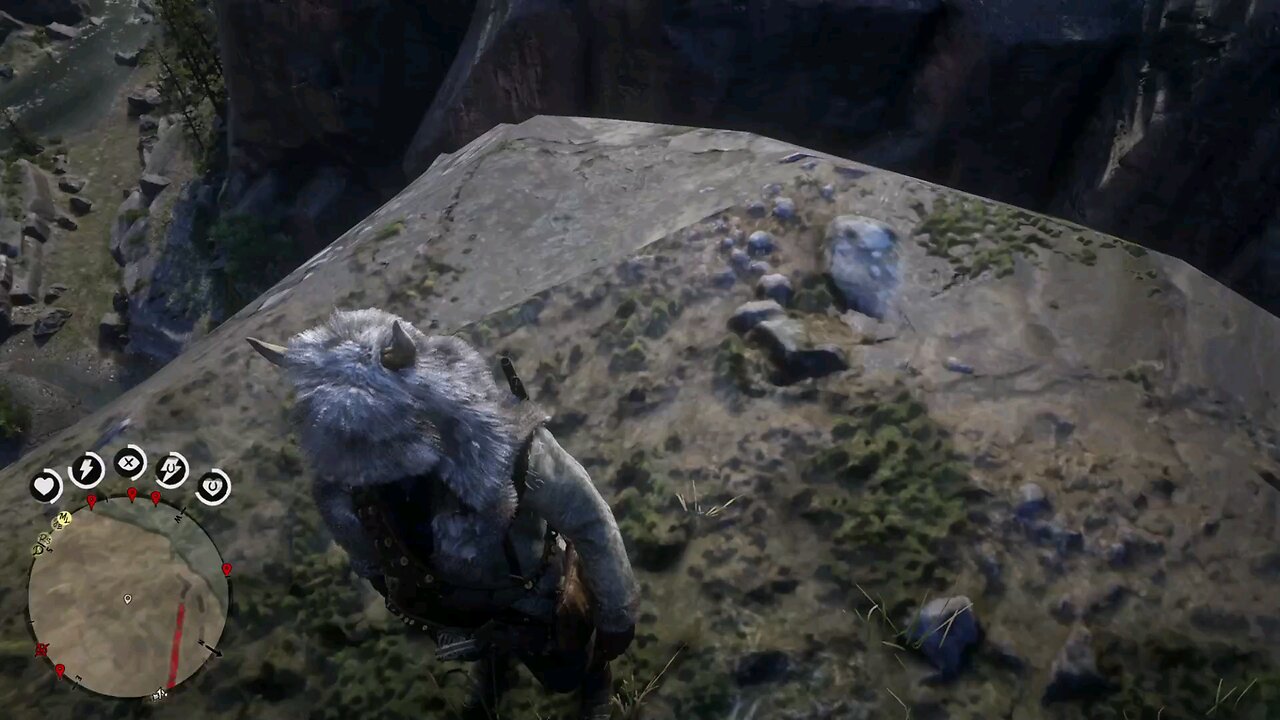 Arthur Morgan falling off a cliff