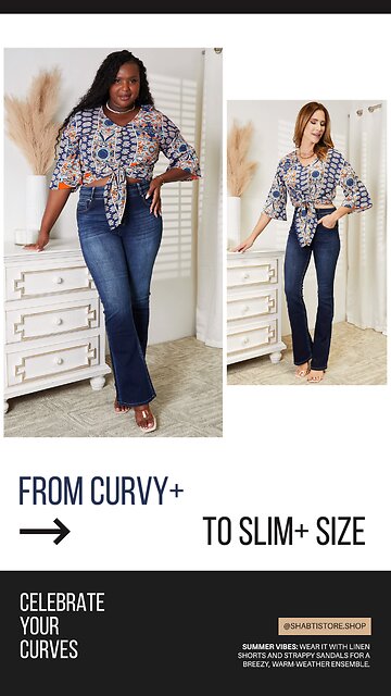 Tie Hem V-Neck Three-Quarter Sleeve Blouse💙