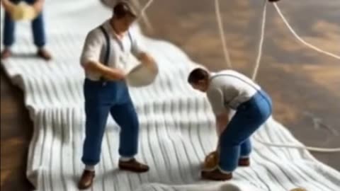 Tiny Workers Folding Giant Socks