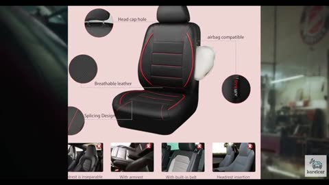 CAR PASS Universal FIT Piping Leather Car Seat Cover, for suvs,Van,Trucks,Airbag