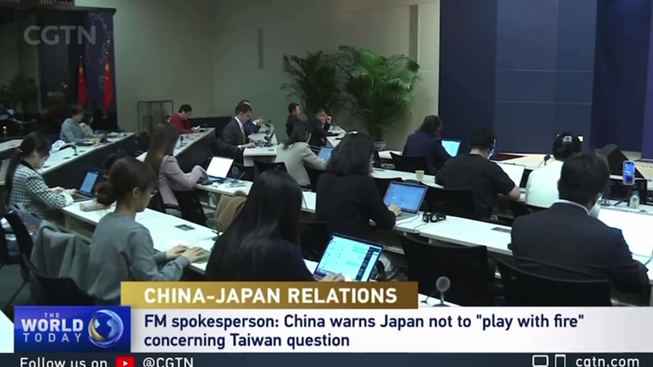 Chinese Foreign Ministry says "If Japan intervenes militarily in the Taiwan Strait situation...