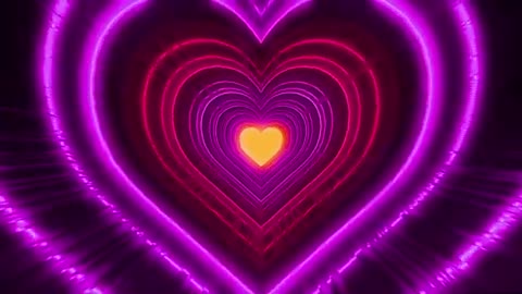 1182. Neon Lights Love Heart Tunnel of Abstract Fast Movement Glow 4K TikTok