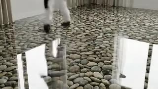 Modern Epoxy Flooring with River Stones