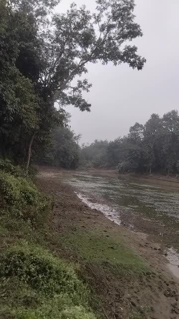 Almost Dry Lake Near a Brick Factory