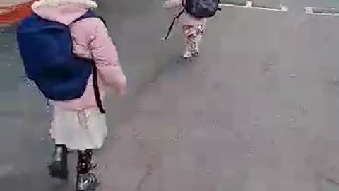 She is go to school first time