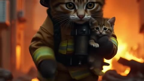 🔥🚒 "Cat is Firefighter" – Hilarious AI Animated Short! �🐱
