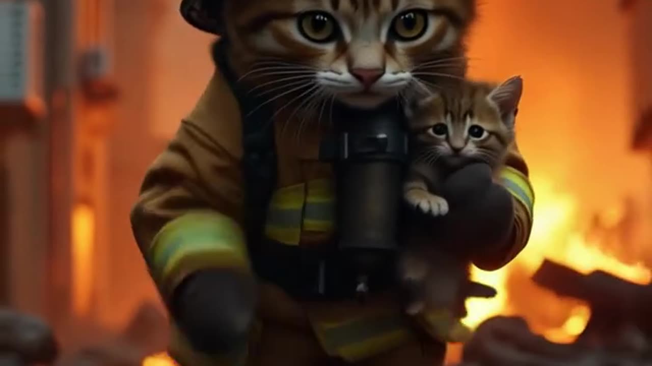 🔥🚒 "Cat is Firefighter" – Hilarious AI Animated Short! �🐱