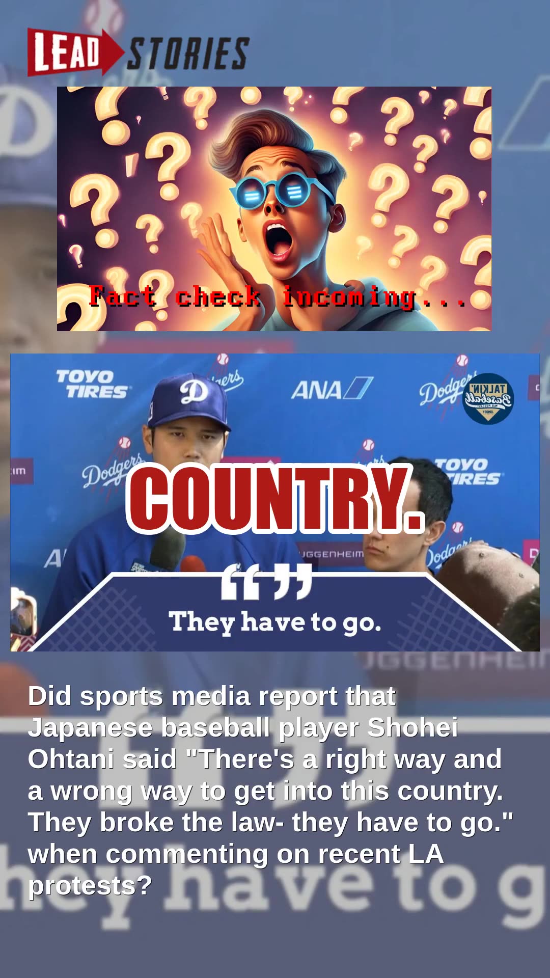 Fact Check: Parody Account Posted Fake Shohei Ohtani Quote Saying They Have To Go -- Not Reported