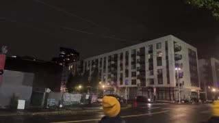 Lights are OFF at the apartment building across from the Portland ICE facility.