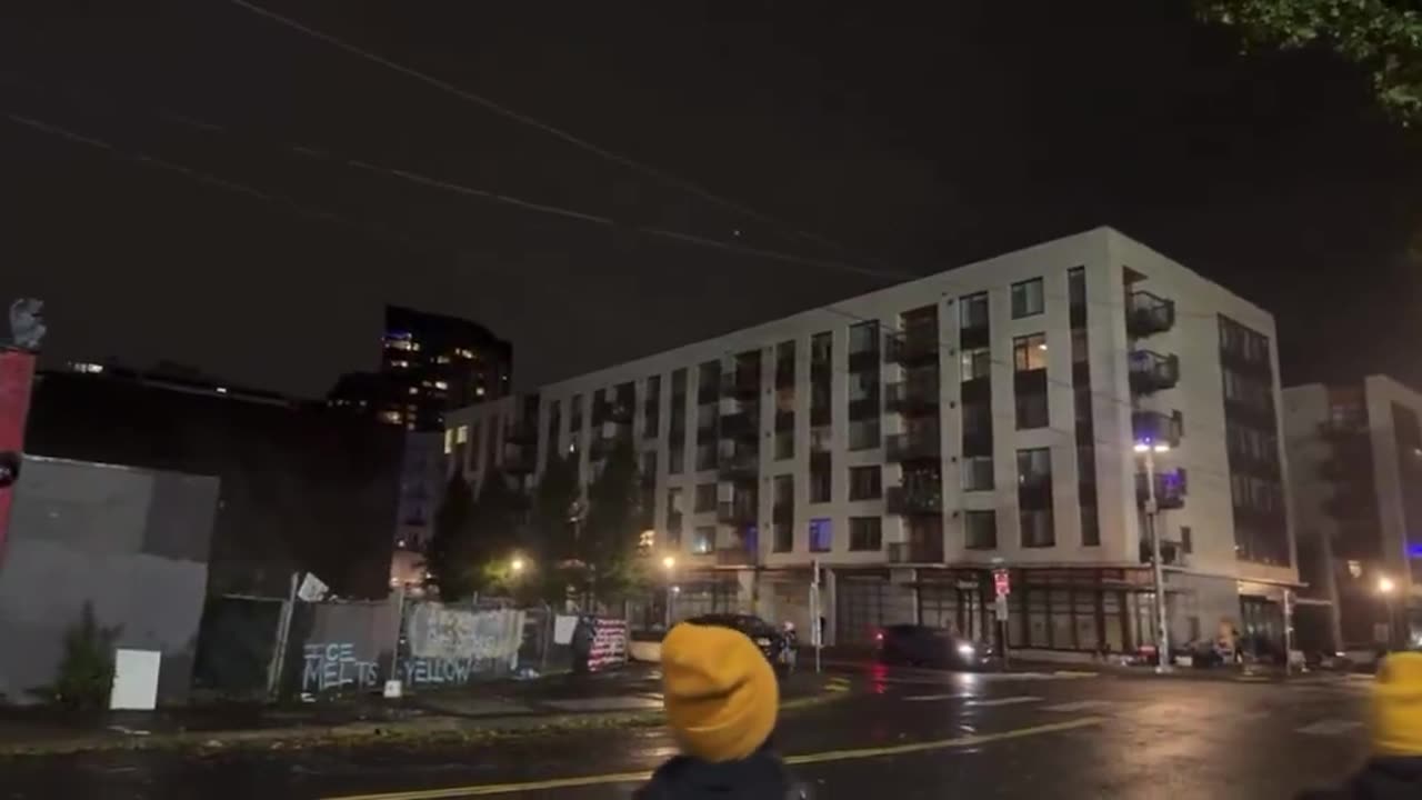 Lights are OFF at the apartment building across from the Portland ICE facility.