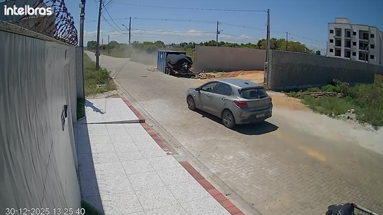 Runaway Boat Trailer Collides With Container