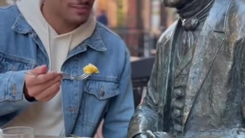 Breakfast Chat with a Talking Statue! 🗿