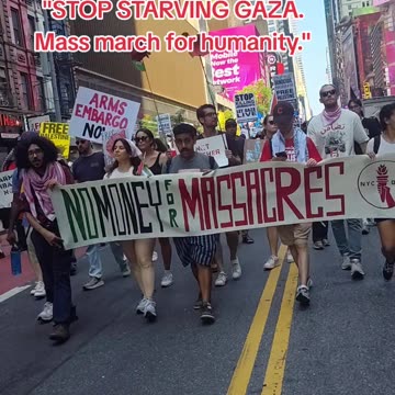 ANTI-GENOCIDE protestors: "NO MONEY FOR MASSACRES"