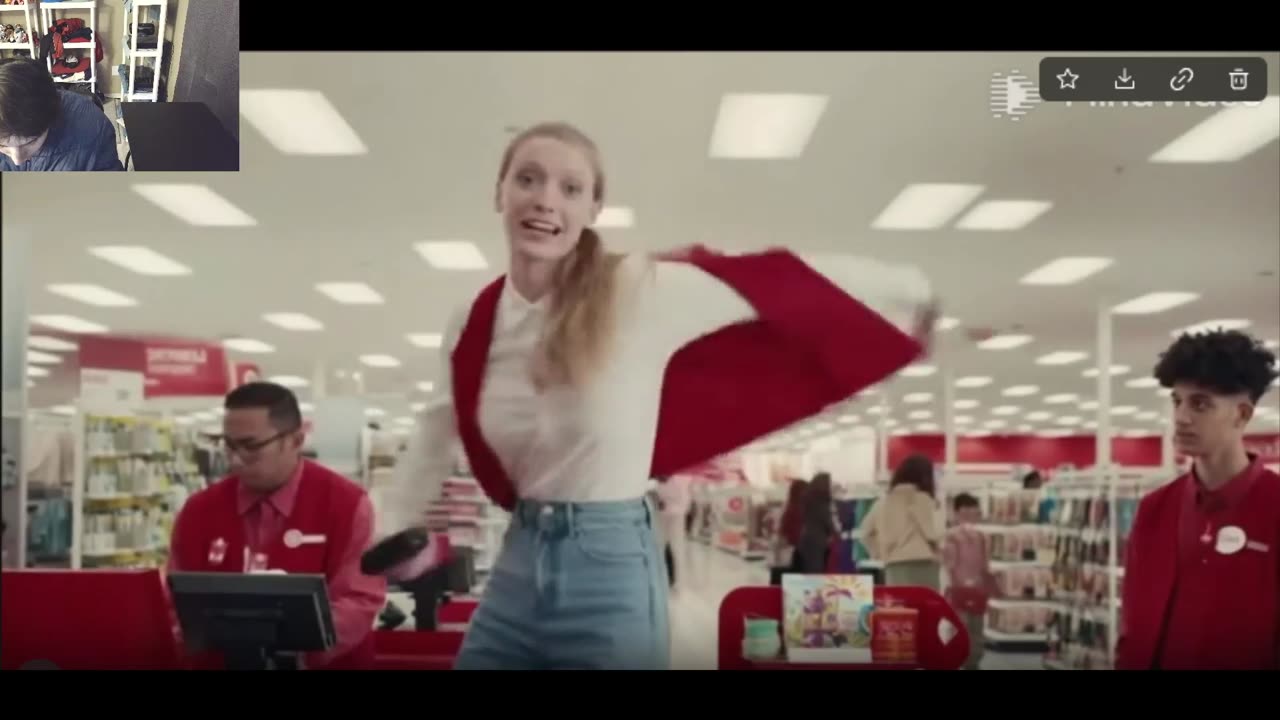 Woman With Blond Hair And Tall Height Quits Her Employee Job At Target With Comedic Style Fake Video