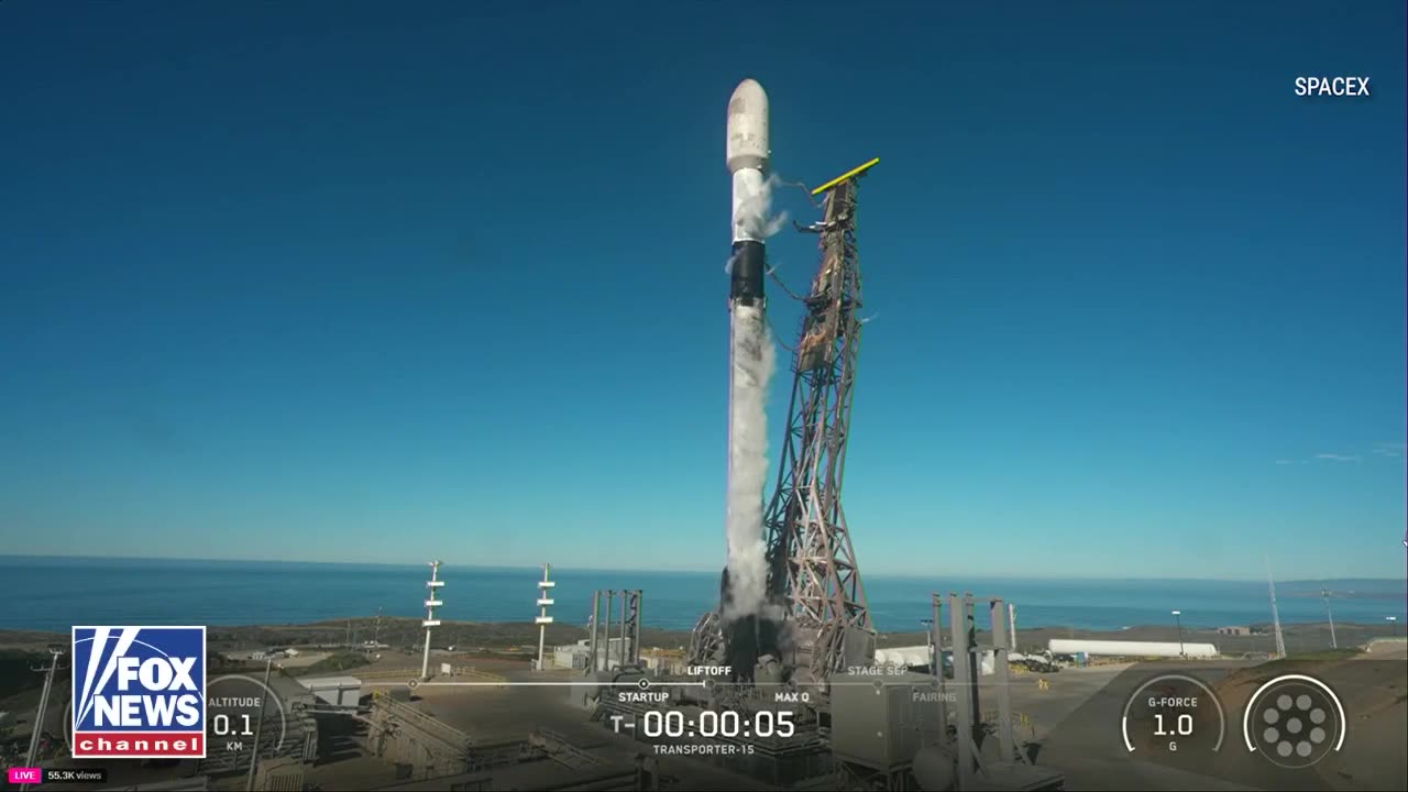 WATCH: SpaceX’s Falcon 9 launches the Transporter-15 mission to a sun-synchronous orbit from Vandenberg Space Force Base in California this morning.