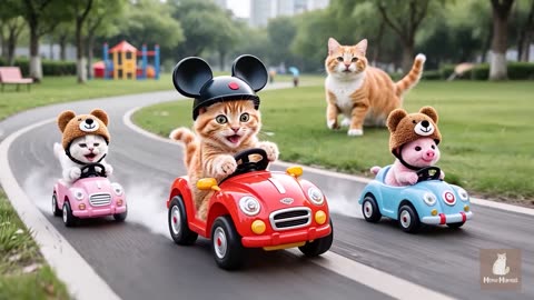 Mama Cat Trims Fur on the Farm and Makes Tiger Hat For Kittens At Home🐾🎩🐯_3