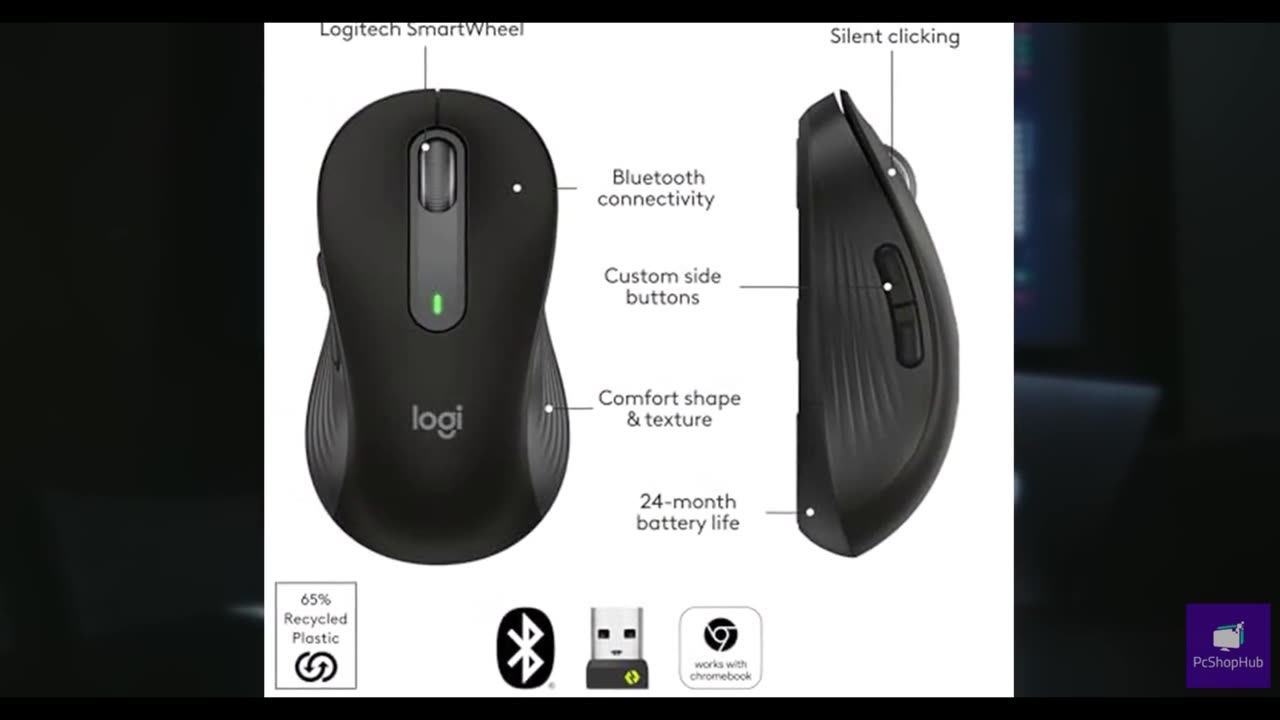 Logitech Wireless Mouse Signature M650 L Full Size - Large Hands, 2-Year Battery