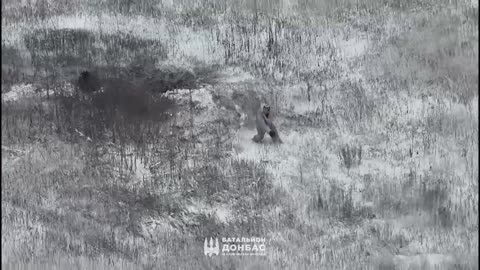 Russian Soldier Starts Chucking Snowballs At Ukrainian Drone as Last Resort