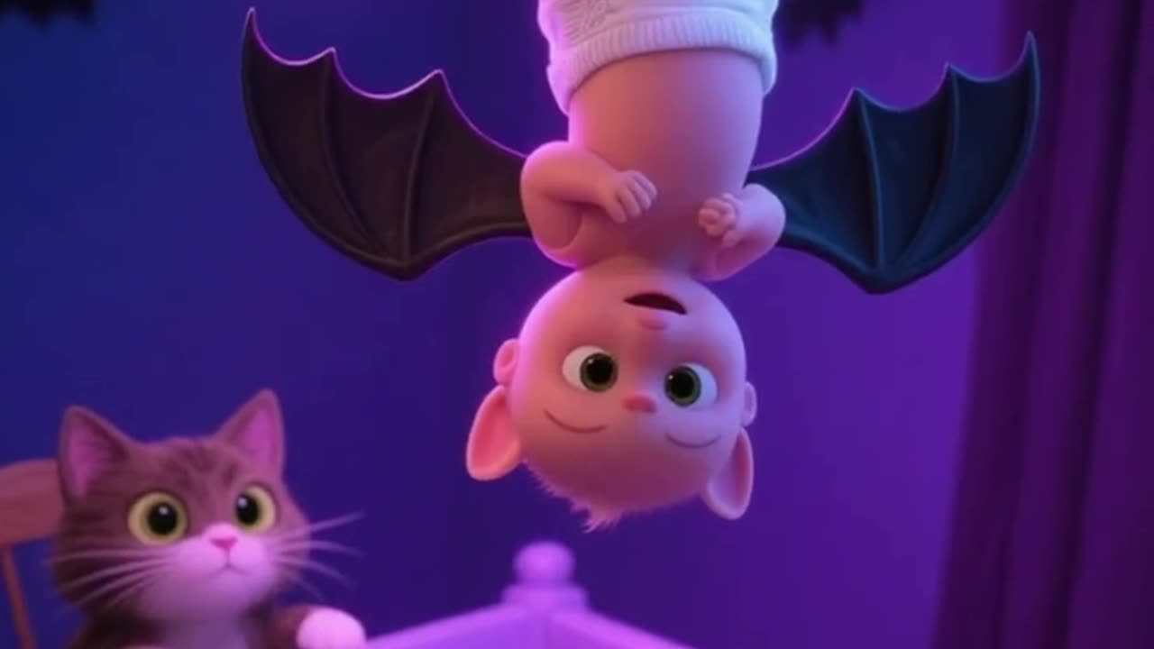 Vampire cat steal baby bat