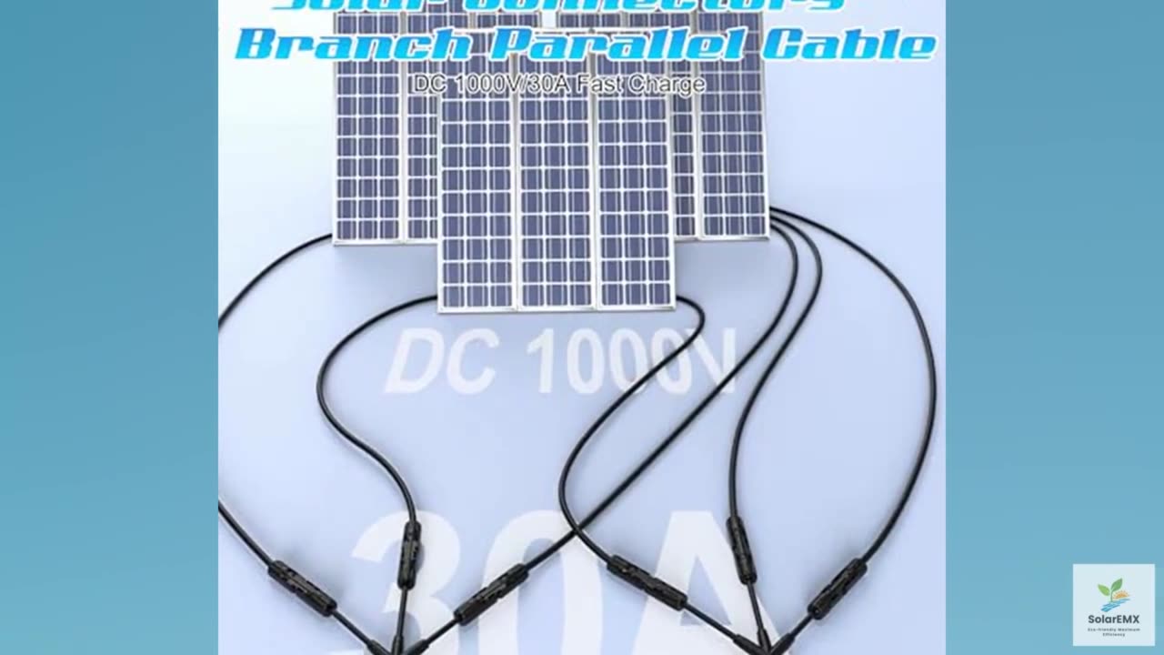 Solar Connectors Y Branch Parallel Adapter Cable, 30A 1000V Y-Branch Cable With