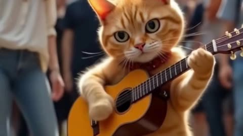 The Most Talented Street Performer Is a Cat?! 🎶😺#catlife #sadcat #aicat #catshortfilm #cat #catstory
