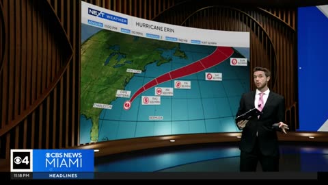 Hurricane Erin continues to track to the north