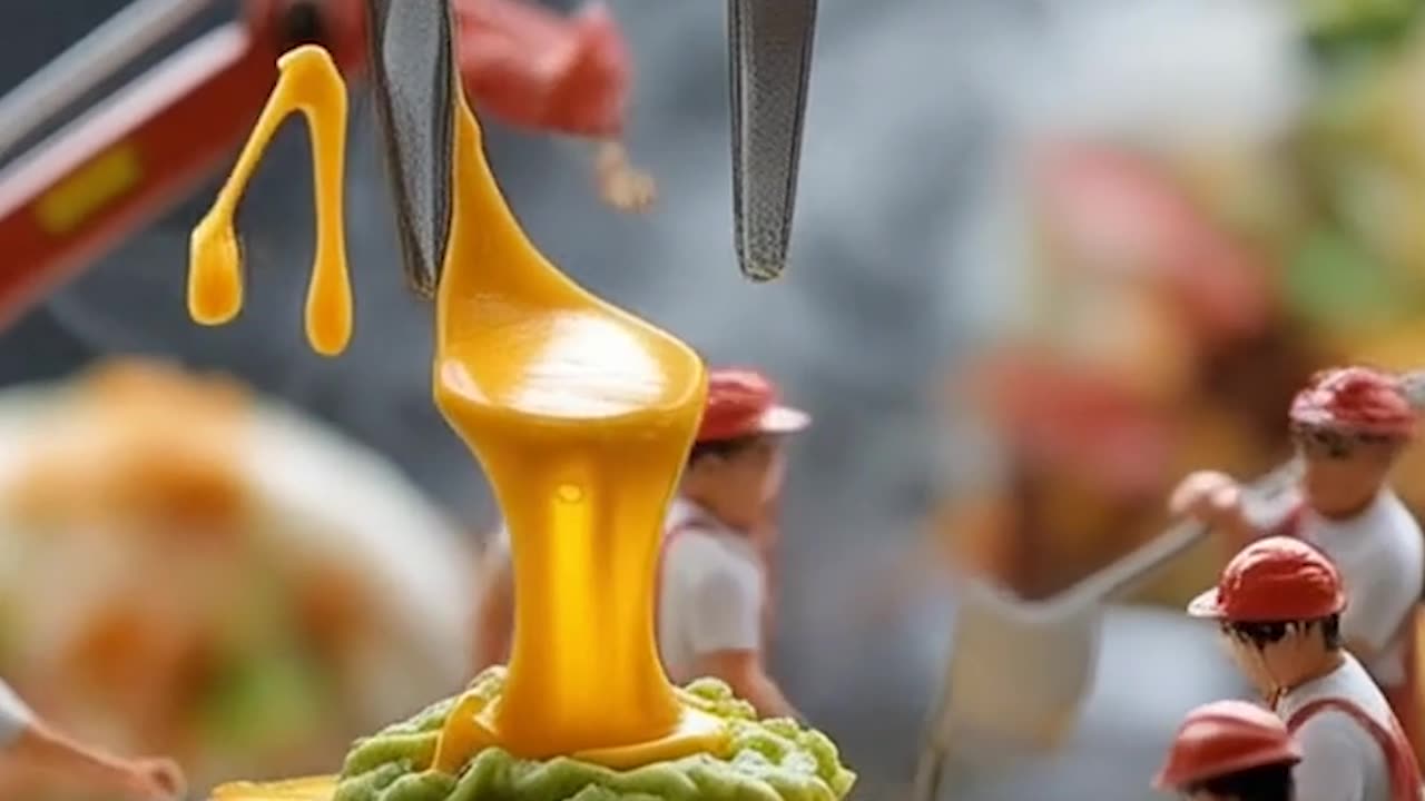 A tortilla being made with a fork and Miniature people working 🌯😱 #foodart #creative