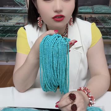 250613-15 Turquoise Bead Strand: Flowing Blue Star River Around the Neck