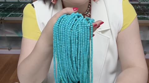 250613-15 Turquoise Bead Strand: Flowing Blue Star River Around the Neck