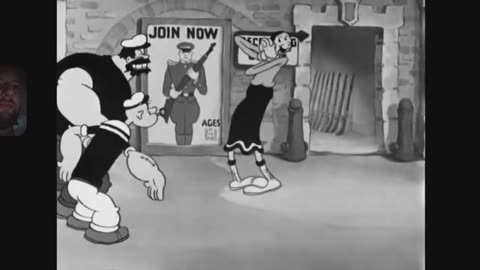 POPEYE (1936) IM IN THE ARMY NOW BLACK+WHITE FILM REACTION VIDEO ARROW1990
