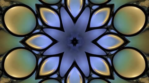 Kaleidoscopic Visual with Gold Green and Lavender Colors