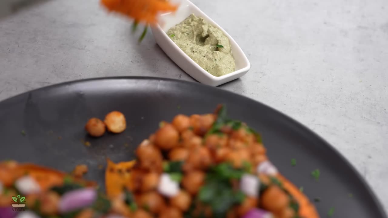 Vegan Stuffed Sweet Potatoes With Chickpeas and Walnut-Herb Sauce