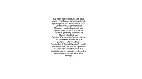 glusterfs mount on boot on clustered servers - RHEL 7