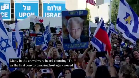 People hold up and cheer for Trump and chant “THANK YOU TRUMP”