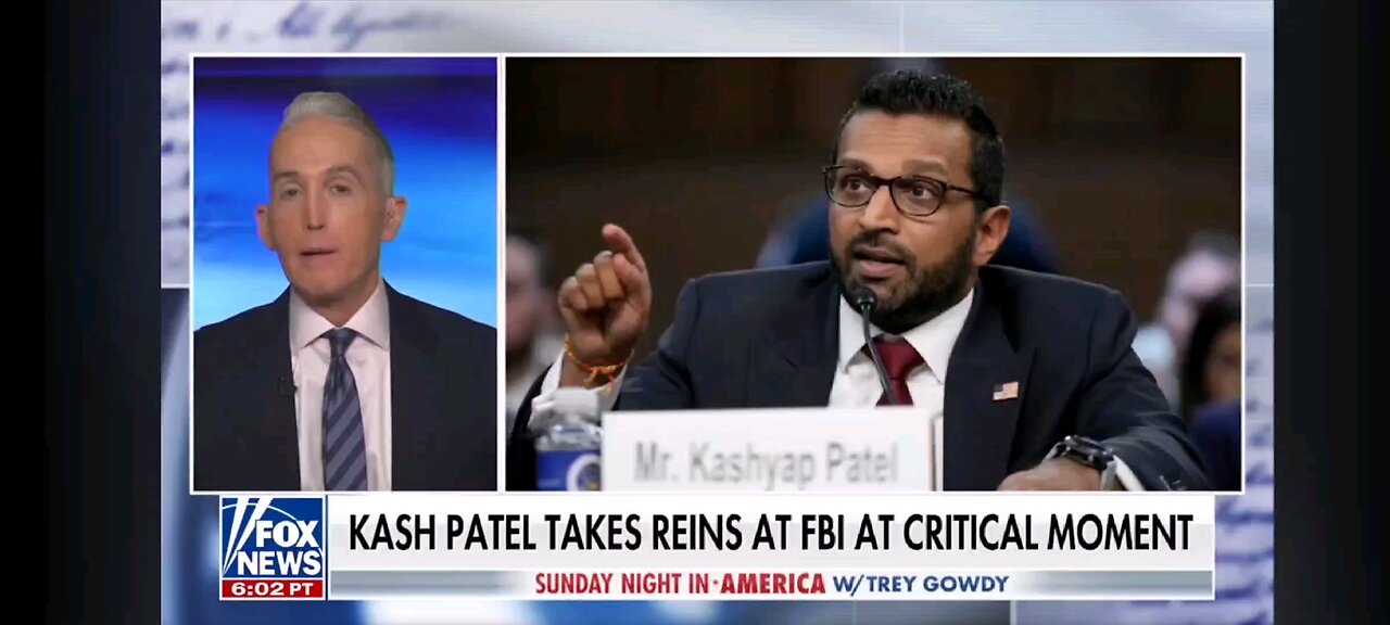 FBI director Kash Patel Does his first One on One interview with Trey Gowdy from Fox News.