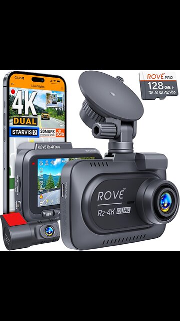 ROVE R2-4K DUAL Dash Cam Front and Rear