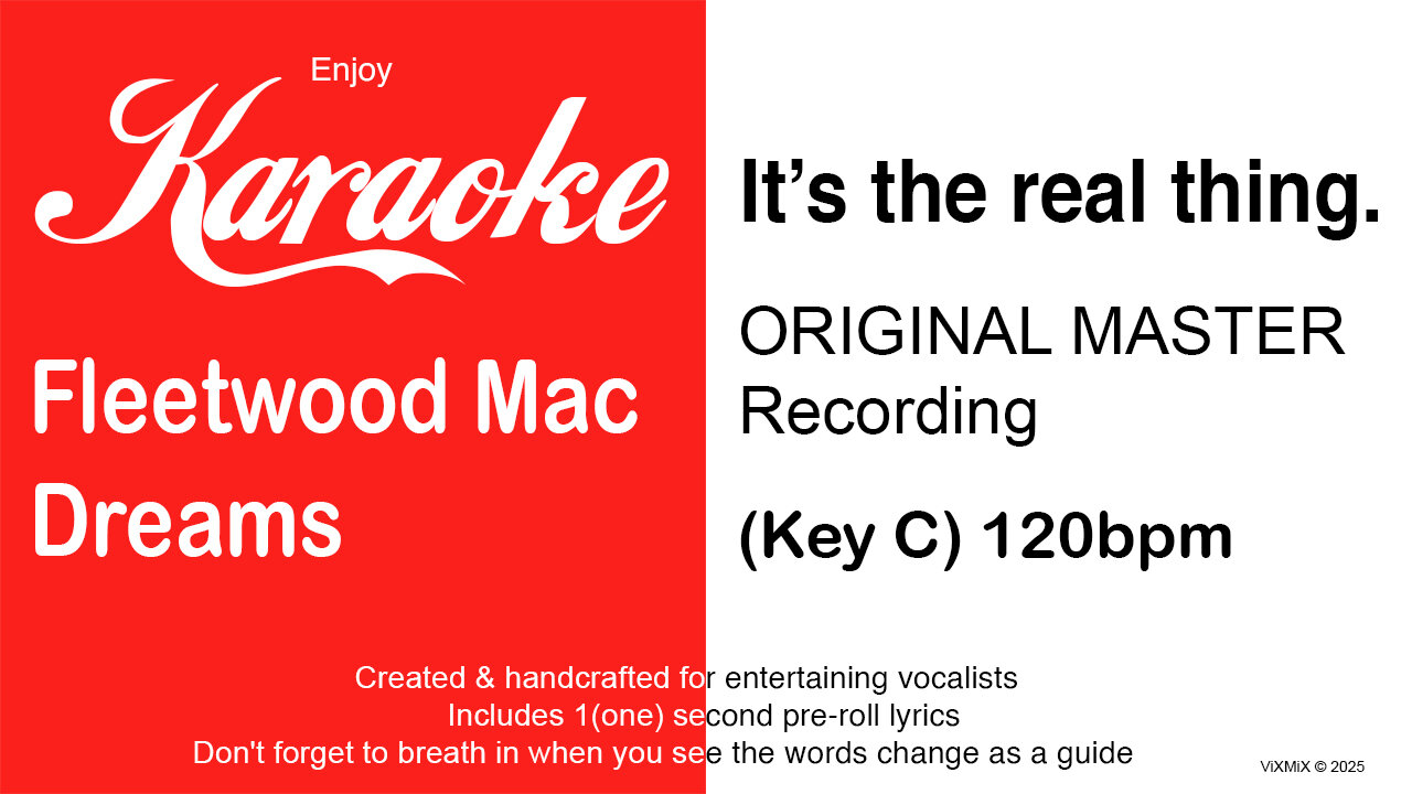 Fleetwood Mac - Dreams (Key C) 120bpm (2025) Karaoke