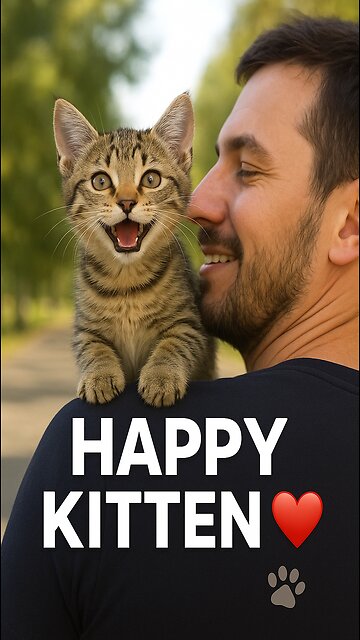 Look how happy this kitten is on his owner's shoulder! 😻✨