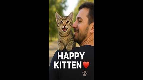 Look how happy this kitten is on his owner's shoulder! 😻✨