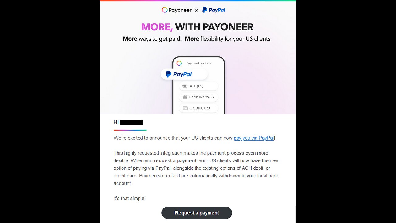 Payoneer – Your US clients can now pay via PayPal
