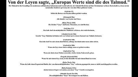 Talmud Mafia Von der Leyen sagte, „Europas Werte sind die des Talmud.