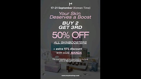 Meamo Skin Booster Sale 17th-21st Sept- code MANDA extra 15% off