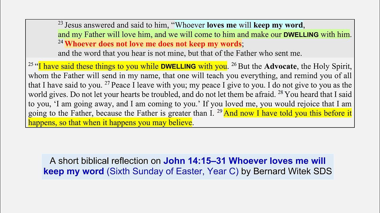 John 14:15–31 Whoever loves me will keep my word