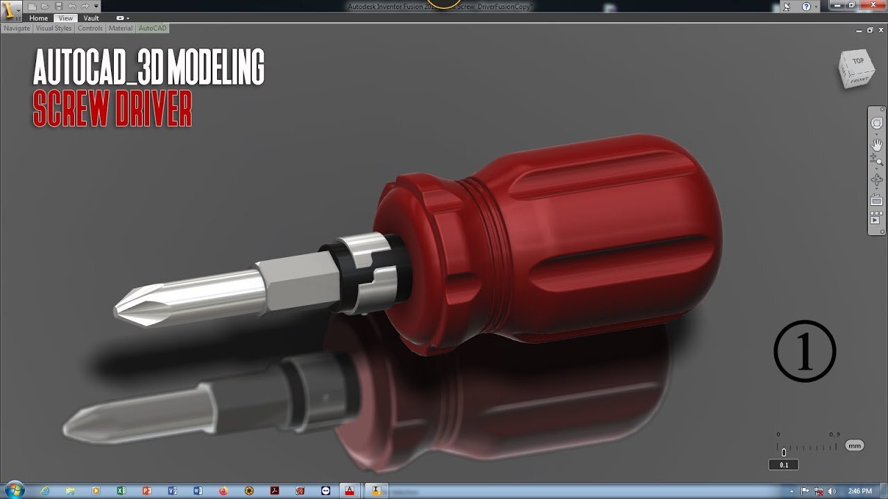 Screw Driver 3D Modeling in AutoCAD_Part-1 | AutoCAD 3D Basic Mechanical Part Modeling